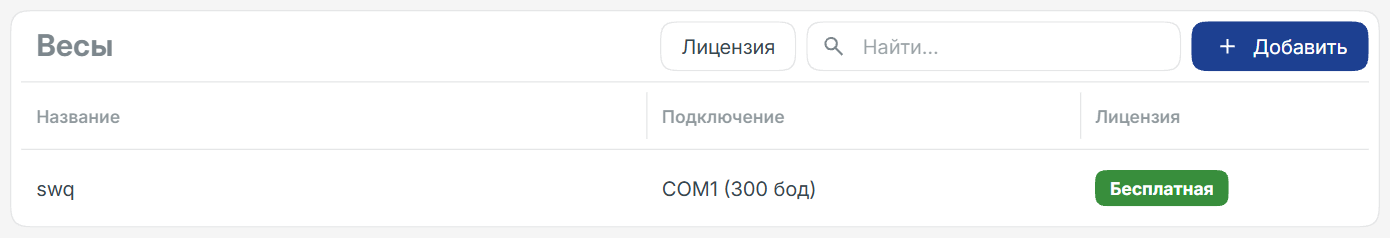 Список устройств весов